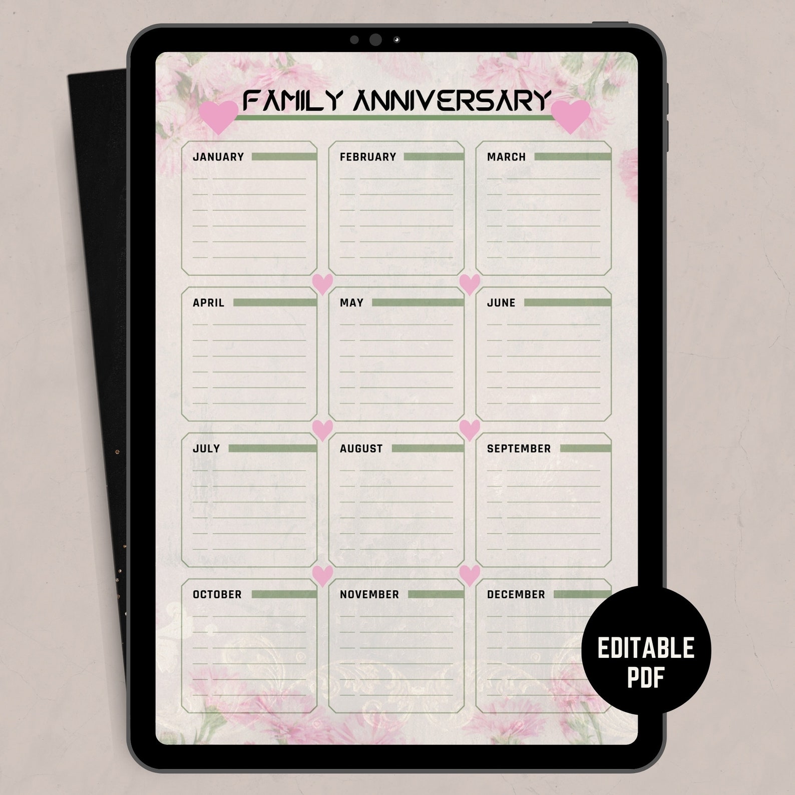 Family Anniversary Tracker Printable, Editable PDF Anniversary Planner ...