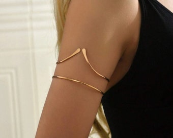 Minimalist Arm Cuff, Gold Arm Band, Gold Upper Arm Cuff Bracelet, Arm Cuff Gold, Gift
