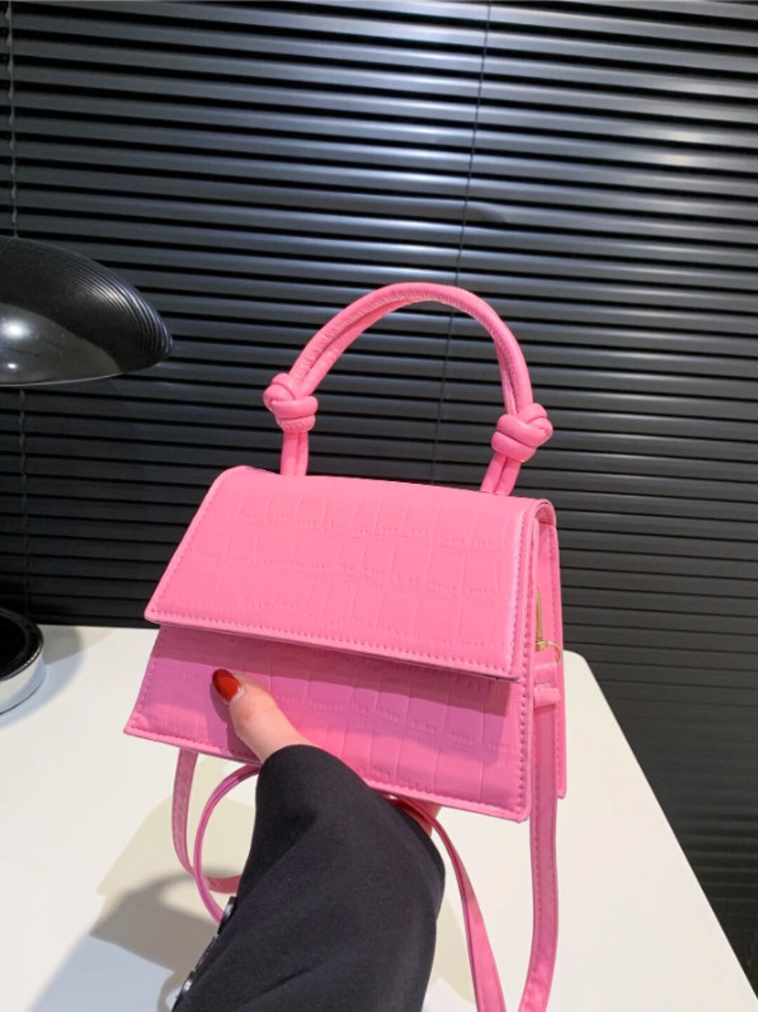 Mini Crocodile Embossed Flap Square Bag Etsy