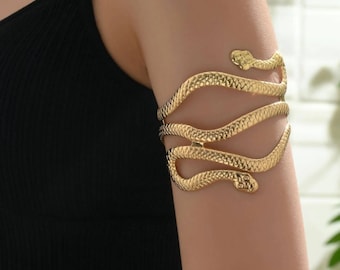 Snake Arm Cuff: Minimalist Gold Upper Arm Bracelet