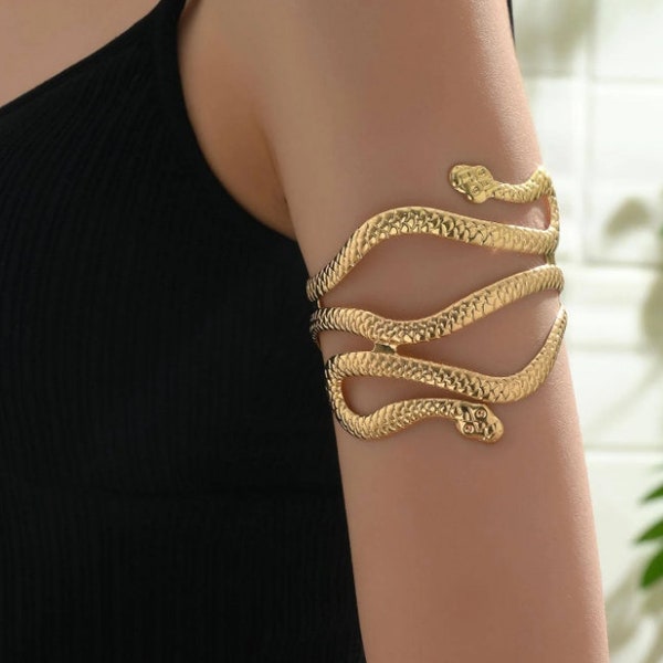 Snake Design Arm Cuff, Minimalist Arm Cuff, Gold Arm Band, Gold Upper Arm Cuff Bracelet, Silver Arm Band, Arm Cuff Gold, Gift for Her, Gift