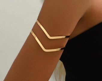 Adjustable Gold Arm Cuff - Fashionable Iron Jewelry