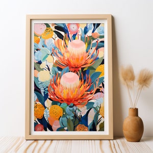 Australian Banksia Botanical Digital Art Print, Native Flowers Banksia, Botanical Wall Art, Floral Print, Australian Native Flower Printable