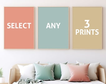 Select Any 3 Digital Prints, DIGITAL DOWNLOAD, Set of 3 Prints, Mix and Match, Custom Wall Art Set, Choose Any 3, Printable Wall Art