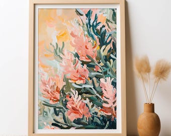 Floral Wall Art Australian Coral Dreaming, DIGITAL DOWNLOAD, Native Flowers Banksia Botanical Wall Art Australian Flowers Printable Wall Art