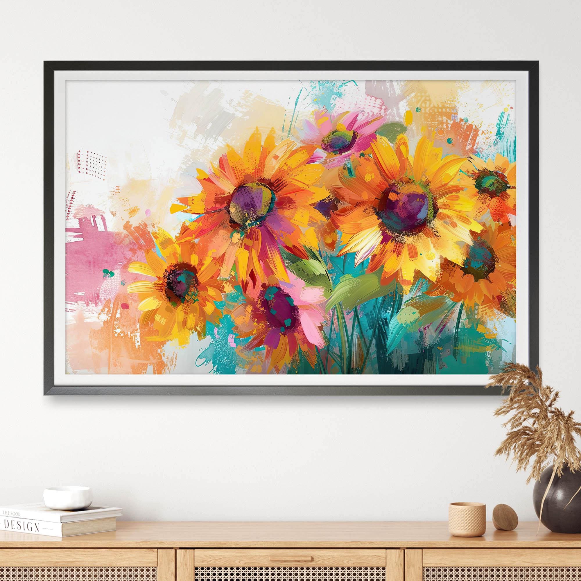 Sunflowers Sunshine Dance Floral Painting Wall Art, DIGITAL