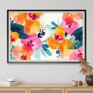 Floral Landscape Orchids Burst Wall Art DIGITAL Art Print Painting Colourful Vibrant Print Modern Home Orchid Flower Botanical Printable