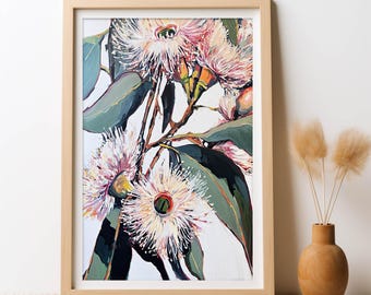 Australian Gum Blossom Symphony Wall Art Eucalyptus Painting Print Digital Download Botanical Eucalypt Leaves Modern Aus Floral Printable