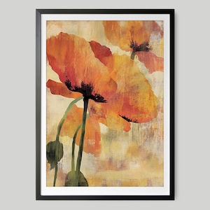 Poppy Dreams Abstract Floral Wall Art DIGITAL Art Print Painting Vintage Floral Poppy Botanical Wall Art Floral Poppies Flower Printable