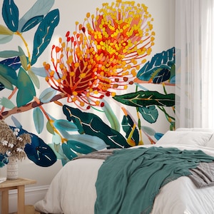 Australian Banksia Wallpaper Printable, DIGITAL DOWNLOAD Australian Art Banksia Symphony Floral Print, Wall Feature Living Room Decor