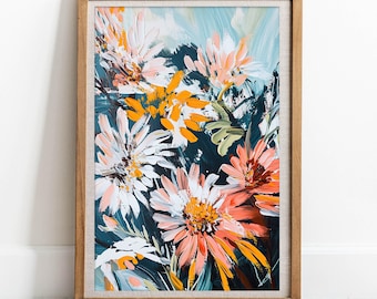 Floral Wall Art Colourful Australian Bush Daisy Dance Digital Download Art Print Abstract Flowers Art Matisse Botanical Gallery Printable