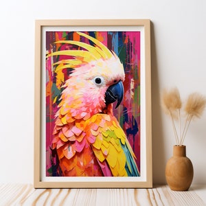 Cockatoo Bird Colourful Painting, DIGITAL DOWNLOAD, Bird Painting, Wall Art Print, Home Decor, Australian Native Birds, Printable Wall Art