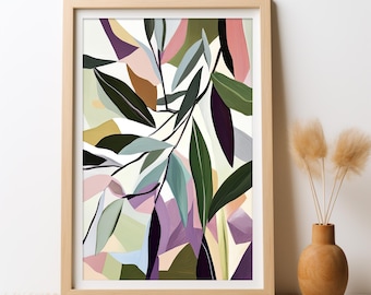 Australian Eucalyptus Snow Gum Symphony Painting Print DIGITAL DOWNLOAD Floral Modern Abstract Botanical Eucalypt Leaves Wall Art Printable