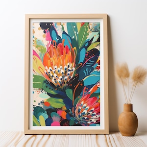 Australian Banksia Native Abstract, DIGITAL Art Print, Native Flowers Banksia, Botanical Wall Art, Australian Native Flower Printable