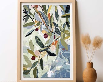 Olive Grove Study Painting Print, Olive Branch Wall Art, Mediterranean Botanical Decor, Neutral Printable Art Digital Download Printable