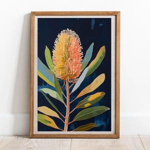 Wall Art Australian Banksia Natural Midnight DIGITAL DOWNLOAD Native Flowers Banksia Botanical Floral Print Australian Printable Wall Art