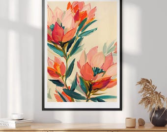 Floral Abstract Australian Coral Blooms Botanical Wall Art DIGITAL DOWNLOAD Abstract Boho Art Matisse Flowers Modern Creative Art Printable