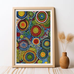 Indigenous Aboriginal Inspired Spirit of the Land Art Print, DIGITAL DOWNLOAD, Abstract Dot Art, Aboriginal Dot Painting, Printable Wall Art