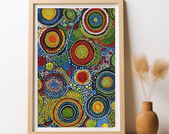 Indigenous Aboriginal Inspired Spirit of the Land Art Print, DIGITAL DOWNLOAD, Abstract Dot Art, Aboriginal Dot Painting, Printable Wall Art