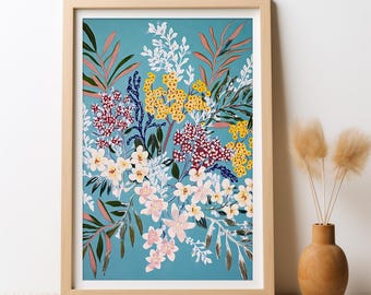 Floral Garden of Dreams Digital Art Print Vibrant Australian Wildflowers Floral Wall Art Painting Boho Art Modern Home Decor Art Printable