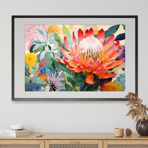 Australian Protea Dreamland, DIGITAL DOWNLOAD, Native Protea Flowers Botanical Wall Art, Boho Decor, Floral Print Flower, Printable Wall Art