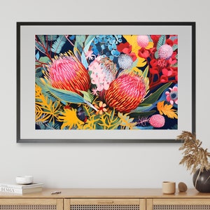 Australian Banksia Love, DIGITAL Art Print, Native Flowers Banksia, Botanical Wall Art, Floral Print, Australian Native Flower Printable