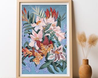 Australian Wildflower Dance, DIGITAL DOWNLOAD, Native Flowers Modern Botanical Wall Art Floral Print Australian Flowers, Printable Wall Art