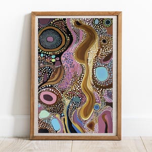 Aboriginal Inspired Bush Spirit Art Print, DIGITAL DOWNLOAD Modern Abstract Dot Art Indigenous Aboriginal Dot Painting Printable Wall Art