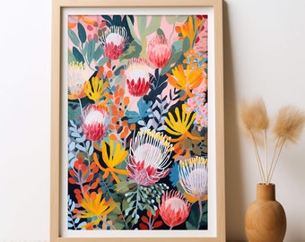 Australische Banksia Schönheit, DIGITALER DOWNLOAD, Native Flowers Banksia Botanische Wandkunst, Blumendruck Australische Blumen, druckbare Wandkunst