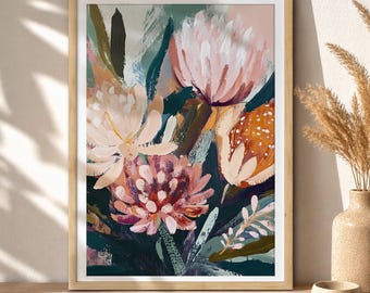 Australian Banksia Bushland Dreams Wall Art Print, Native Floral Botanical, Premium Giclee Art, Made in Australia, Unframed A3 A2