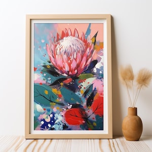 Australian Protea Native Floral Abstract, DIGITAL Art Print, Native Flowers Protea, Botanical Wall Art, Australian Native Flower Printable