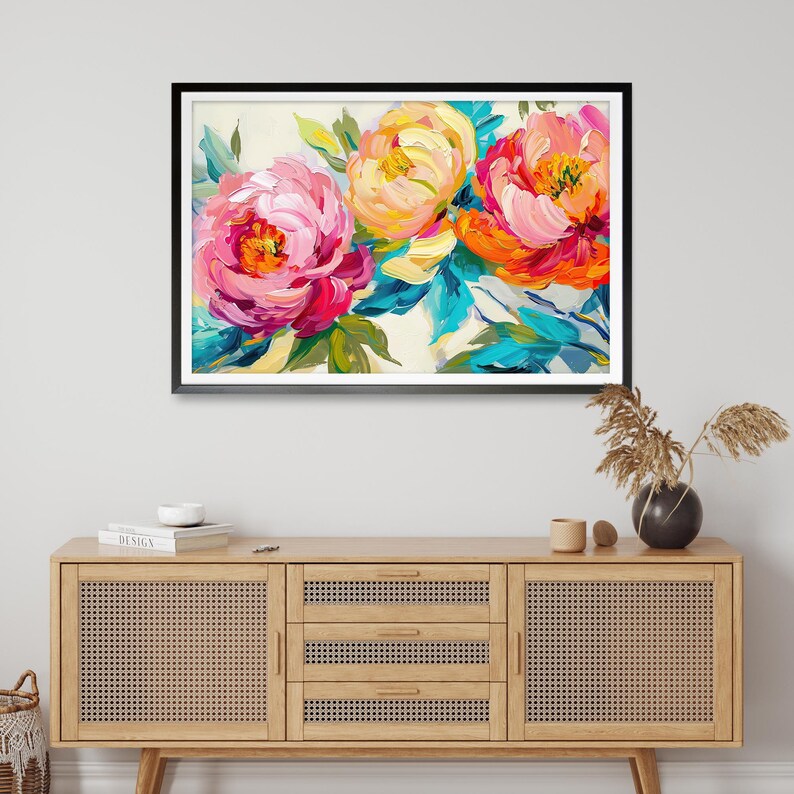 Peony Dance Abstract Flowers DIGITAL Art Print, Peony Flower Print ...
