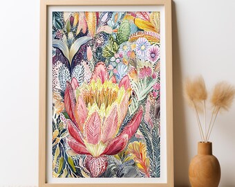 Australische bloemen Bushland gloed Banksia Wall Art digitale DOWNLOAD inheemse geïnspireerde botanische print Australische wilde bloemen afdrukbare