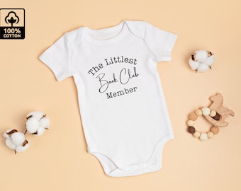 Littlest Bookclub Member, Baby Grow, Bookclub Inspired Baby Bodysuit, Pregnancy Announcement, Bookish Baby Vest, Sleepsuit, Baby Shower Gift