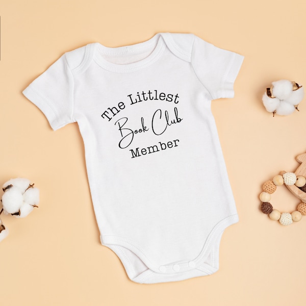 Littlest Bookclub Member, Baby Grow, Bookclub Inspired Baby Bodysuit, Pregnancy Announcement, Bookish Baby Vest, Sleepsuit, Baby Shower Gift