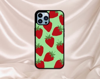 Strawberry Phone Case, Strawberry Print Phone Case, Girly Phone Cases, Cover for iPhone 7 8 X XR XS Max 11 12 13 14 iPhone 15 Pro Max