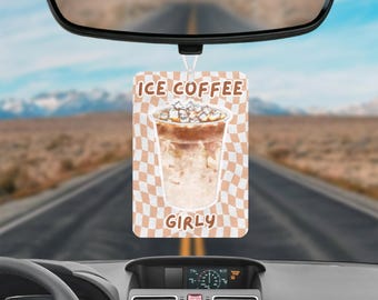 Ambientador de coche femenino con café helado, accesorios femeninos para el coche, decoración bonita para el coche, regalos divertidos para el coche, para amantes del café helado