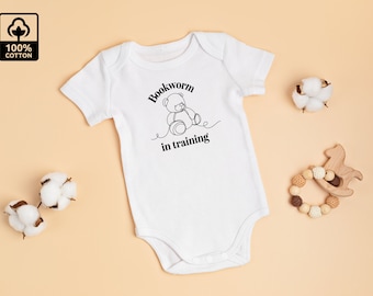 Bookworm In Training Baby Grow, Coming Home Gift, Baby Vest, Baby Bodysuit, Bookish Baby Clothing, Pregnancy Announcement, Baby Shower Gift