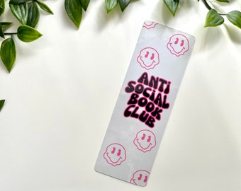 Anti Social Book Club Bookmark, Cute Bookmark, Bookish Bookmark, Readers Gift, Book Lover Gift, Book Gift, Pretty Bookmark, Book Accessories