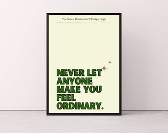 The Seven Husbands of Evelyn Hugo, Evelyn Hugo Print, Taylor Jenkins Reid Print, Book Inspired Wall Art, Bookish Wall Art, Book Quote Poster