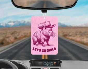 Odświeżacz powietrza do samochodu Lets Go Girls Capybara, Odświeżacz powietrza do samochodu Just A Girl Meme, Różowe dziewczęce akcesoria samochodowe, Urocze dekoracje do samochodu, Zabawne prezenty samochodowe