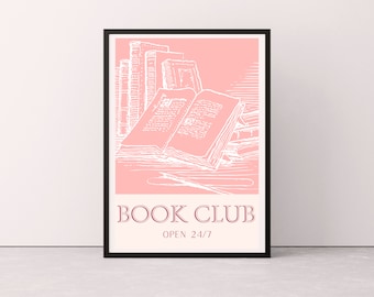 Book Club Print, Book Club Wall Art, Bookclub Print, Bookish Prints, Bookish Wall Art, Book Poster, Book Club Poster, Bookish Home Decor