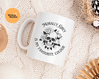 Tazza "Il grigio morale è il mio colore preferito", Club del libro "Il grigio morale", Tazza da libro, Tazza da libro, Regali da libro, Tazza da lettore di romanzi dark, Tazza da lettore di oscenità