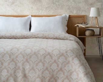 Damask Design Blanket, Quilted, Bedspread | Lightweight Summer Blanket & Throw | Decorative Printed Bed Cover