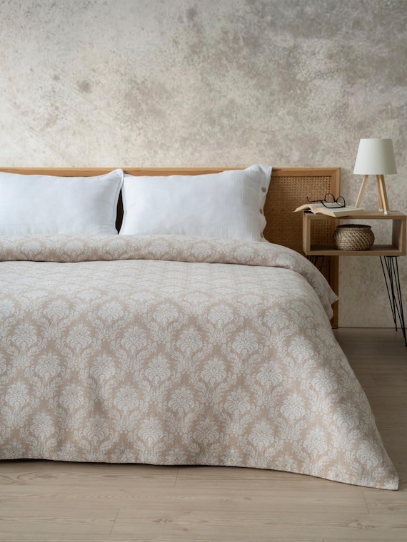 Damast Design Decke, Gesteppt, Tagesdecke | Leichte Sommerdecke & Überwurf | Dekorativ bedruckte Bettdecke