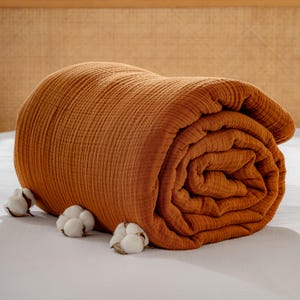 Cinnamon Brown Turkish Muslin Blanket: 100% Cotton Bedspread