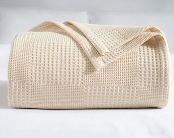 Turkish Cotton Waffle Weave Blanket: Lightweight All-Season Throw
