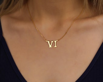 Personalized Roman Numeral Necklace, Roman Number Date Necklace, 925 Sterling Silver Personalized Gifts, Anniversary Jewelry, Gifts For Her