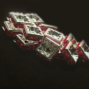 Mixed 7mm 11 mm Squaredelle Silver Plated Crystal Beads,  Silver Plated Squaredelle Spacer Beads