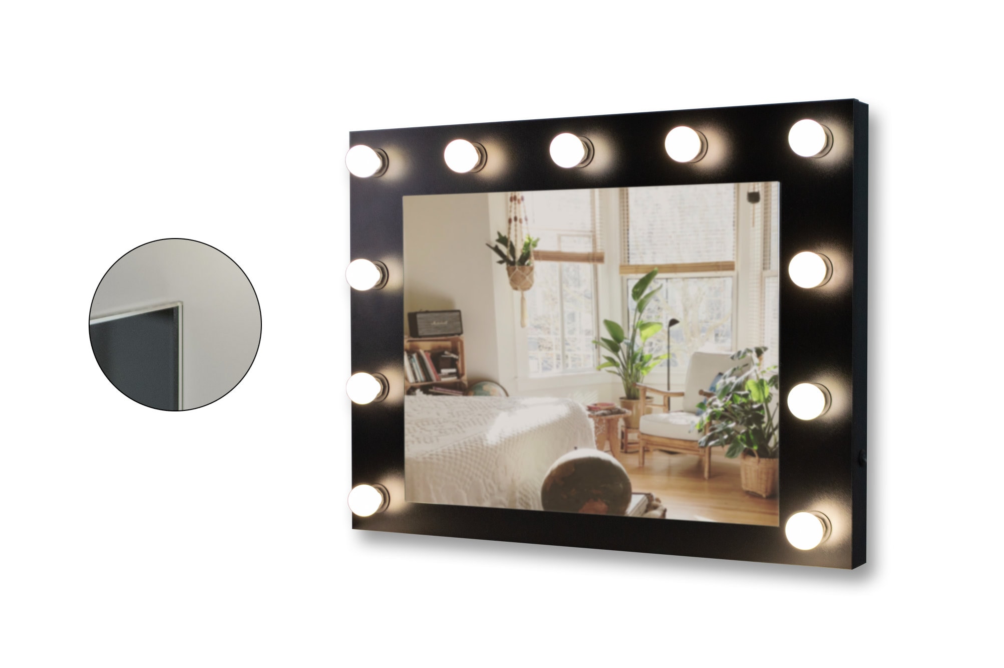 Kosmetikspiegel mit Hollywood Black LED-Beleuchtung 80 x 60 - .de